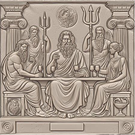 Zeus  3D Taş Tablo, Üç Boyutlu Olimpos Bas Relief Taş Tablo (55184)