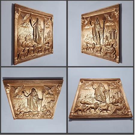 Zeus Temalı 3D Taş Tablo, Üç Boyutlu Antik Yunan Dekoratif Taş Tablo (55185)