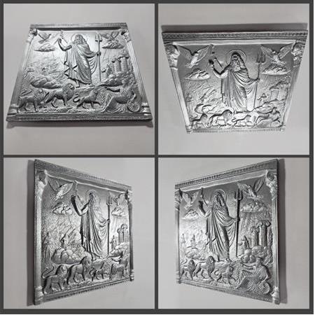 Zeus Temalı 3D Taş Tablo, Üç Boyutlu Antik Yunan Dekoratif Taş Tablo (55185)