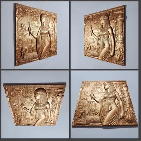 Kleopatra Temalı 3D Taş Tablo, Üç Boyutlu Dekoratif Rölyef Taş Kabartma (55112)