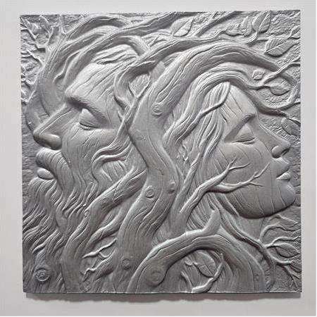 Köklü Hisler Temalı 3D Taş Tablo, Üç Boyutlu Dekoratif Rölyef Taş Kabartma (55193)