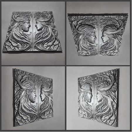 Köklü Hisler Temalı 3D Taş Tablo, Üç Boyutlu Dekoratif Rölyef Taş Kabartma (55231)