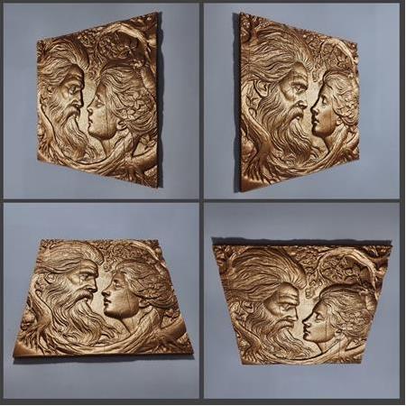 Köklü Hisler Temalı 3D Taş Tablo, Üç Boyutlu Dekoratif Rölyef Taş Kabartma (55229)