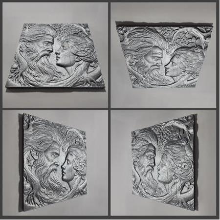 Köklü Hisler Temalı 3D Taş Tablo, Üç Boyutlu Dekoratif Rölyef Taş Kabartma (55229)