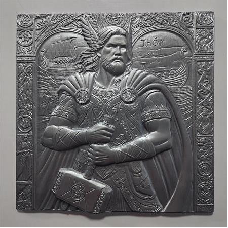 Thor Temalı 3D Taş Tablo, Üç Boyutlu Dekoratif Duvar Kaplama (55118)