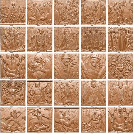 Korku Figürleri Temalı Seçmeli 4'lü Set 3D , 40x40 cm, Freddy Krueger, Medusa, Frankenstein,Predator