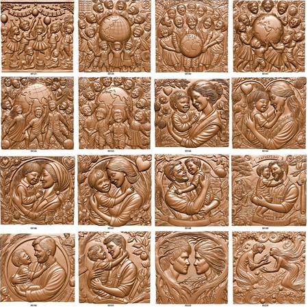 Özel Gün Figürleri Temalı Seçmeli 4'lü Set 3D Taş Tablo , Dünya çocukları, Çocuk Bayramı