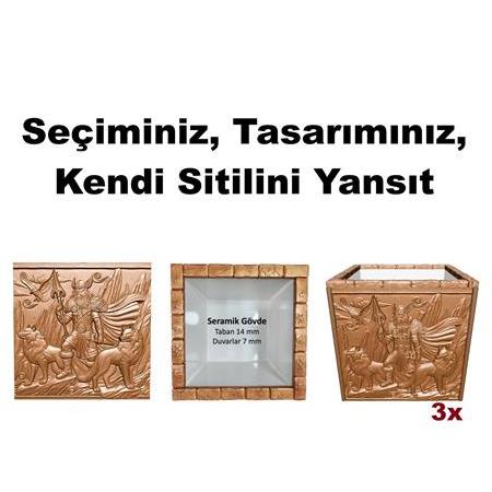 Seçme Temalı 3d Taş Kaplama Seramik Saksı, Dekoratif Saksı