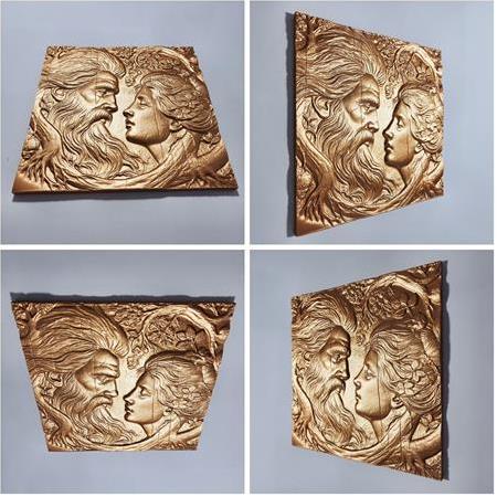 Sanatsal Temalı  4'lü Set 3D Taş Tablo, 40x40 cm, Köklü Hisler Üç Boyutlu Rölyef Tablo Seti