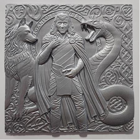Loki Temalı 3D Taş Tablo, İskandinav Mitolojisi Üç Boyutlu Rölyef Plaka (55417)
