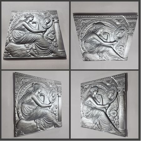 Yunan Mitolojisi  Temalı  4'lü Set 3D Taş Tablo, 40x40 cm, Zeus, Poseidon, Afrodit, Hera