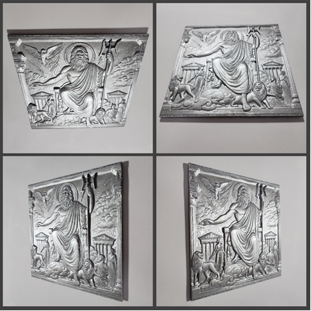 Yunan Mitolojisi  Temalı  4'lü Set 3D Taş Tablo, 40x40 cm, Zeus, Poseidon, Afrodit, Hera