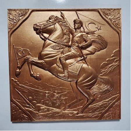 Atatürk & Kurtuluş Savaşı Temalı 3D Taş Tablo, Üç Boyutlu Taş Kabartma Dekor, Askılı Model (55405)