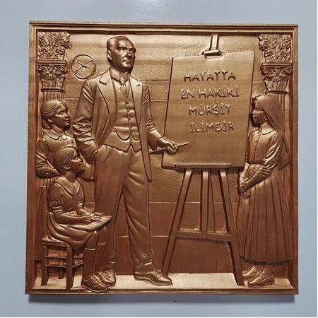 Atatürk & Eğitim Reformu Temalı 3D Taş Tablo, Üç Boyutlu Süs Eşyası (55407)