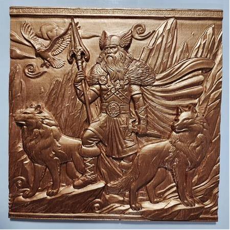 Odin Temalı 3D Taş Tablo, Üç Boyutlu Dekoratif Duvar Kaplama (55409)