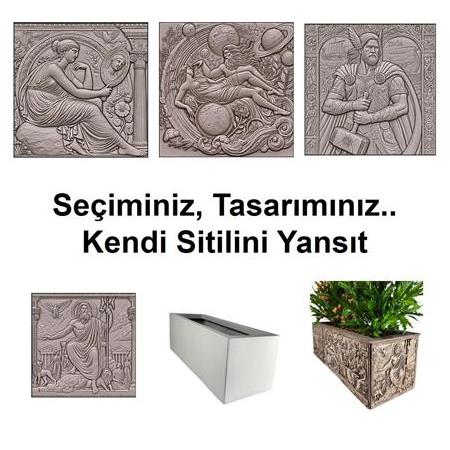 Kişiselleştirilebilir Temalı Taş Kaplama Saksı, 3d Taş Kabartmalı Dekoratif Saksı,  Dış Mekan