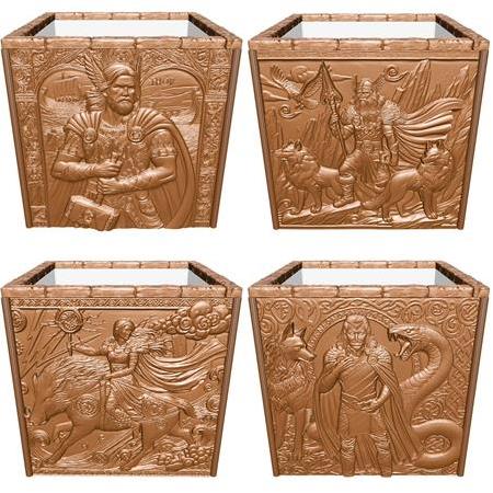 İskandinav Mitolojisi Temalı 3d Kaplama Seramik Saksı, Odin, Thor, Loki, Freya