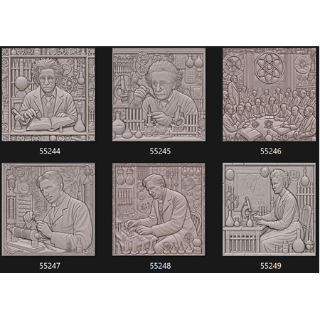 Einstein, Tesla , Marie Curie, Bilim İnsanları Temalı 3D Dijital Tasarımlar, Üç Boyutlu Rölyef