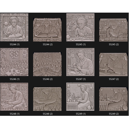 Einstein, Tesla , Marie Curie, Bilim İnsanları Temalı 3D Dijital Tasarımlar, Üç Boyutlu Rölyef