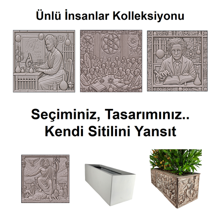 Einstein, Tesla , Marie Curie, Bilim İnsanları Temalı 3D Dijital Tasarımlar, Üç Boyutlu Rölyef