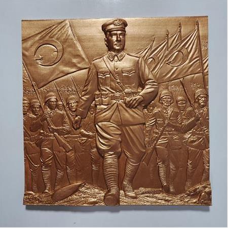 Atatürk & Kurtuluş Savaşı Temalı 3D Taş Tablo, Üç Boyutlu Taş Kabartma Dekor, Askılı Model (55406)