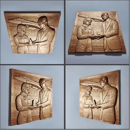 Atatürk & Sabiha Gökçen Temalı 3D Taş Tablo, Üç Boyutlu Duvar Dekor, Askılı Model (55403)