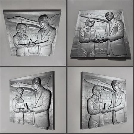 Atatürk & Sabiha Gökçen Temalı 3D Taş Tablo, Üç Boyutlu Duvar Dekor, Askılı Model (55403)