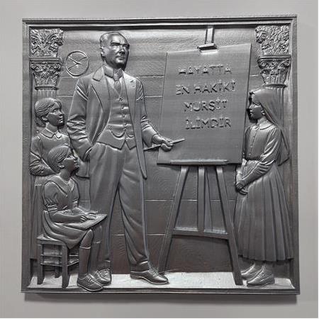 Atatürk & Eğitim Reformu Temalı 3D Taş Tablo, Üç Boyutlu Süs Eşyası (55407)