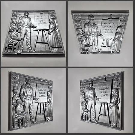 Atatürk & Eğitim Reformu Temalı 3D Taş Tablo, Üç Boyutlu Süs Eşyası (55407)