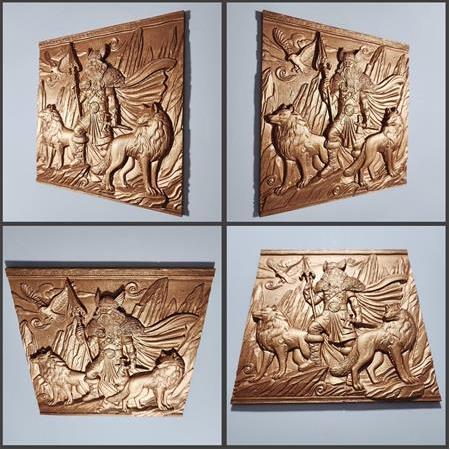 Odin Temalı 3D Taş Tablo, Üç Boyutlu Dekoratif Duvar Kaplama (55409)