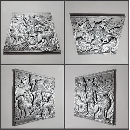 Odin Temalı 3D Taş Tablo, Üç Boyutlu Dekoratif Duvar Kaplama (55409)