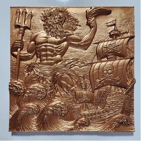 Poseidon Temalı 3D Taş Tablo, Üç Boyutlu Rölyef Tablo (55402)