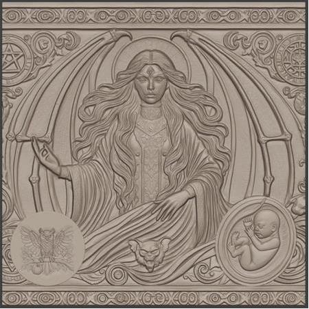 Lilith Efsanesi Temalı 3D Taş Tablo, Üç Boyutlu Taş Kabartma (55410)