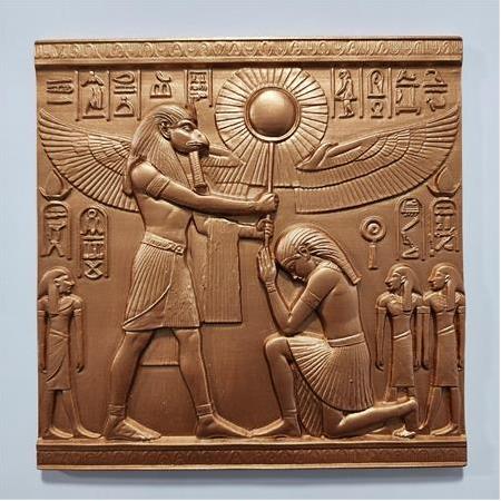 Antik Mısır Ra Temalı 3D Taş Tablo, Üç Boyutlu Taş Dekor (55411)