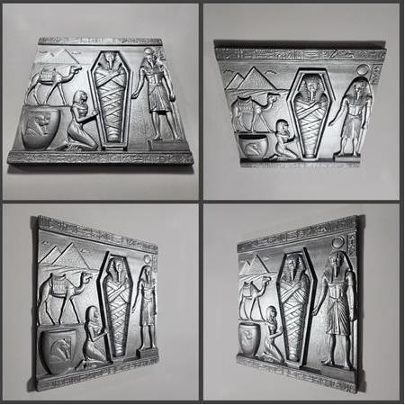 Mısır Mumya Temalı 3D Taş Tablo, Üç Boyutlu Rölyef Kabartma (55414)