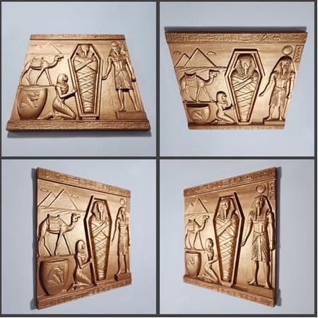 Mısır Mumya Temalı 3D Taş Tablo, Üç Boyutlu Rölyef Kabartma (55414)