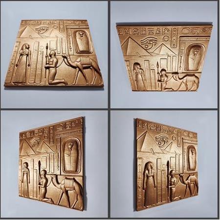 Mısır Piramitleri Temalı 3D Taş Tablo, Üç Boyutlu Rölyef Kabartma (55415)