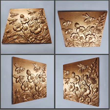 Bahçe Hayatı Temalı 4'lü Set 3D Taş Tablo, 40x40 cm, üç boyutlu rölyef tablo seti