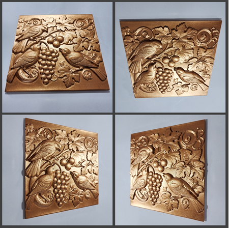Bahçe Hayatı Temalı 4'lü Set 3D Taş Tablo, 40x40 cm, üç boyutlu rölyef tablo seti