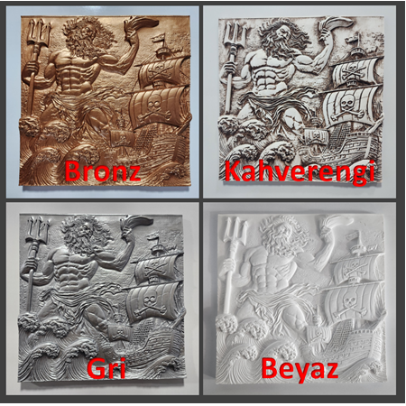 Mısır Mitolojisi Temalı 4'lü Set 3D Taş Tablo, 40x40 cm, üç boyutlu rölyef tablo seti