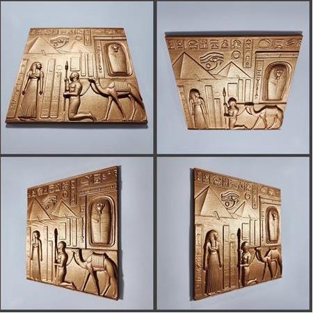Mısır Mitolojisi Temalı 4'lü Set 3D Taş Tablo, 40x40 cm, üç boyutlu rölyef tablo seti