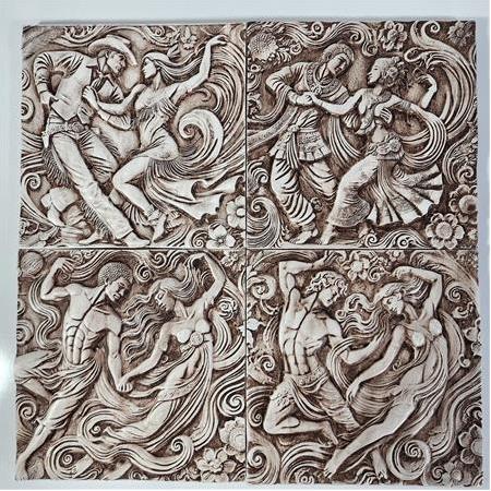 Üniversal Dans Temalı 4'lü Set 3D Taş Tablo, 40x40 cm, üç boyutlu rölyef tablo seti