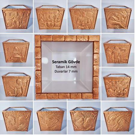 Bahçe Hayatı Temalı 3d Kaplama Seramik Saksı, Bahçe Dekoru, Üç Boyutlu Dekoratif Vazo