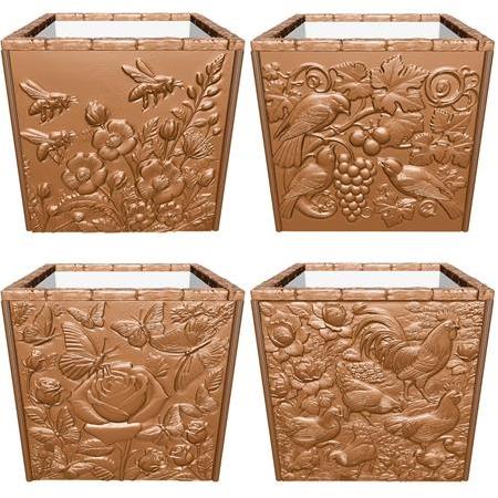 Bahçe Hayatı Temalı 3d Kaplama Seramik Saksı, Bahçe Dekoru, Üç Boyutlu Dekoratif Vazo