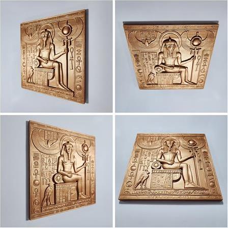 Mısır Mitolojisi Temalı 4'lü Set 3D Taş Tablo, 40x40 cm, üç boyutlu rölyef tablo seti