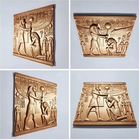 Mısır Mitolojisi Temalı 4'lü Set 3D Taş Tablo, 40x40 cm, üç boyutlu rölyef tablo seti