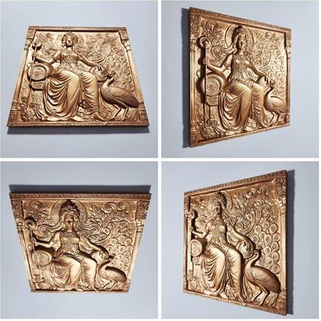 Yunan Mitolojisi  Temalı  4'lü Set 3D Taş Tablo, 40x40 cm, Zeus, Poseidon, Afrodit, Hera