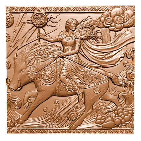 Freya Temalı 3D Taş Tablo, İskandinav Mitolojisi Üç Boyutlu Rölyef Plaka (55416)