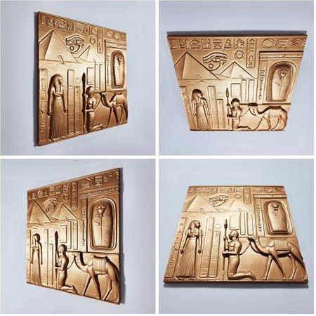 Mısır Piramitleri Temalı 3D Taş Tablo, Üç Boyutlu Rölyef Kabartma (55415)