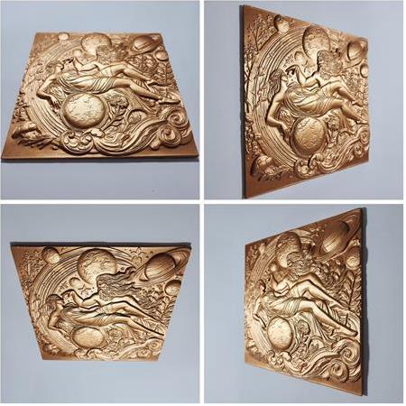 Zeus Ve Gaia Temalı 3D Taş Tablo, Üç Boyutlu Yunan Mitolojisi Taş Rölyef (55183)